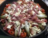 Une image de l'étape 14 de Flan d'endives caramélisées aux tomates, poivron, jambon cru et fromage frais.