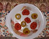 A picture of step 12 of Kaju ki burfi (cherries 🍒 and rose flavour) and laddoo (pan flavour).