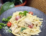 Gambar langkah 5 resipi Chicken Alfredo Creamy Fettuccine.