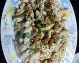 A picture of step 2 of Chicken cheese pasta with garlic bread.