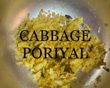 A picture of step 2 of South Indian cabbage (muttaikhos) poriyal.