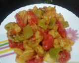A picture of step 6 of Tricolour Chilli Potato.