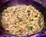 A picture of step 4 of Tagliatelle with Bread Tree Nut (chestnut) Pesto.