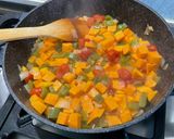 A picture of step 13 of Sweet Potato with Green Bell Pepper and Tomatoes in Fruity Sauce.