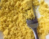 A picture of step 1 of Buffalo deviled eggs.