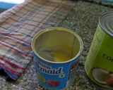 A picture of step 1 of Mango, apple, banana kulfi dessert.