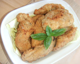 Foto del paso 4 de la receta: Pollo con rebozado doble con spaghetti a la albahaca