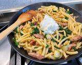 Une image de l'étape 14 de Gratin de macaronis au lard, courgettes et roquefort.