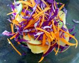 A picture of step 4 of Purple cabbage, apple summer salad.