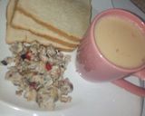 A picture of step 10 of Masala tea and scrambled egg with sardines.