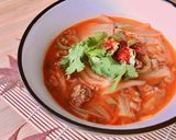 Hình bước làm 3 của món Canh Kim Chi Bò Bằm Siêu Cay