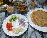 A picture of step 1 of Chicken tikka paratha roll.
