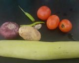 A picture of step 1 of Lauki aloo curry or lauki aloo rassewala.