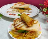 A picture of step 6 of French fries bread toast sandwich 🥪.