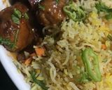 A picture of step 6 of Egg fried rice with vegetables manchurian.