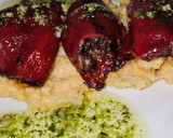 Foto del paso 8 de la receta: Pimientos de piquillo relleno de morcilla de cebolla picante, huevos de codorniz y cebolla frita