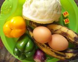 A picture of step 1 of Fried plantain with steamed cabbage and egg.