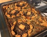 Une image de l'étape 11 de Gratin aux deux pommes de terre,deux fromages et saucisses blanches.