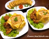 Hình bước làm 5 của món Cơm rang kim chi & ức gà sốt cam 🍊