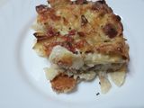 Fideos gratinados con salsa blanca y mortadela