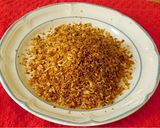 A picture of step 5 of Banana masala powder (Podimas in Tamil) mixed with rice.
