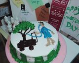 A picture of step 8 of Vanilla cream cake with chocolate chips inside.