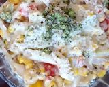 A picture of step 5 of Italian white sauce pasta.