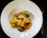 A picture of step 14 of Creamy Farfalle Pasta with Mushroom & Spinach.