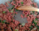 Foto del paso 4 de la receta: Huevos revueltos con mortadela y espinacas
