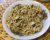 Une image de l'étape 13 de Tagliatelles au poulet tomates et sauce roquefort.
