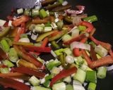 A picture of step 1 of Yui inspired chicken and peppers.