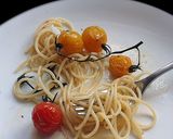 A picture of step 8 of Pomodorini Spaghetti.