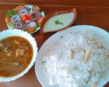 A picture of step 5 of Veg pulao with chicken gravy.