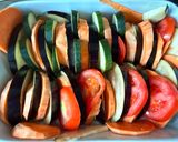 Rakott édesburgonyás, cukkinis padlizsán recept fázis 2 fotója
