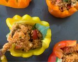 A picture of step 4 of Stuffed peppers with Thai red curry couscous 🫑 🍅.