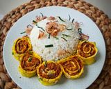 Foto langkah ke 5 dari resep Telur Dadar Abon Gulung.