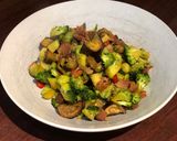 A picture of step 5 of Sautéed Broccoli, Eggplant and Bacon.