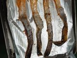 Leftover salmon skin crisps