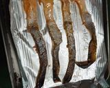 A picture of step 1 of Leftover salmon skin crisps.
