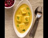A picture of step 5 of Paneer Cheese in mouthwatering semi spiced buttermilk served with Basil herbed rice Salad.