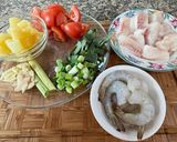 A picture of step 1 of Cambodian fish and pineapple soup.
