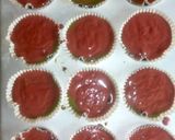 A picture of step 10 of Red and green velvet cupcakes with fudge icing.