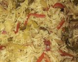 A picture of step 18 of Veg and chicken biryani platter.