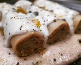 Foto del paso 8 de la receta: Canelones de merluza, puré de fessolets y bechamel de olivada