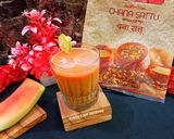 A picture of step 3 of Watermelon Sattu drink.