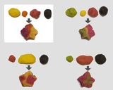 A picture of step 3 of Nerikiri Wagashi: "Momiji" (Red Maple leaves).