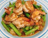รูปขั้นตอนการทำที่ 4 ของ หน่อไม้ฝรั่งผัดกุ้ง คีโต