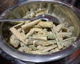 A picture of step 1 of Crispy Besani bhindi fry.