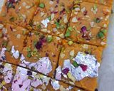 A picture of step 6 of Besan or Gur ki Burfi.