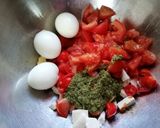 A picture of step 3 of Fresh Couscous with Pesto, Tomatoes, Cheese, and Eggs.